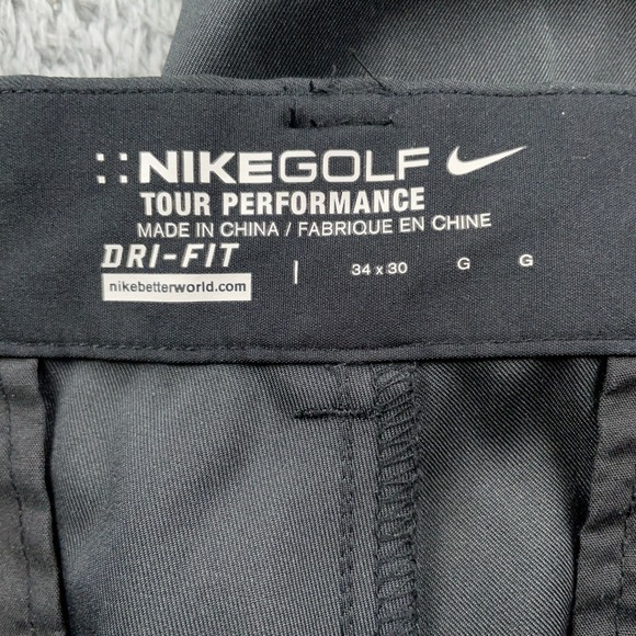 Nike Golf Pants Mens 34x30 Black Dri-Fit Tour Performance Chino Flat Front - Picture 8 of 11